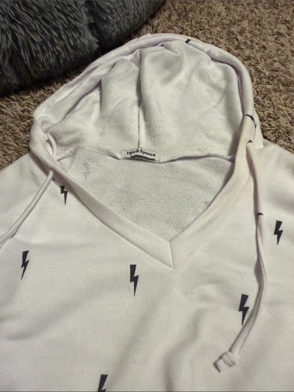 Cozy Light Pink Hooded Pajama Set with Lightning Bolt Print